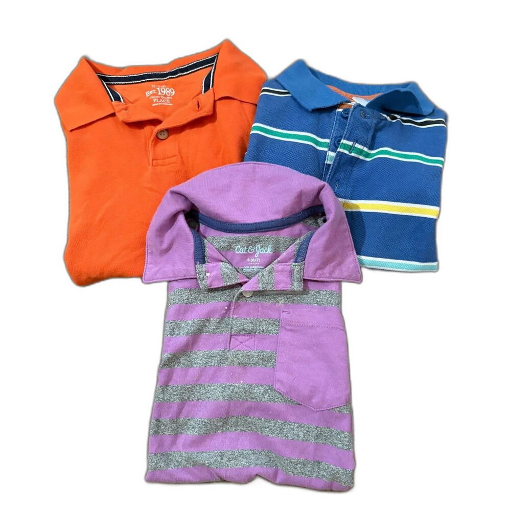 Boy's Polo Shirt‎ Lot of 3 Preppy Basics School Size Small (5/6) Mixed Brands